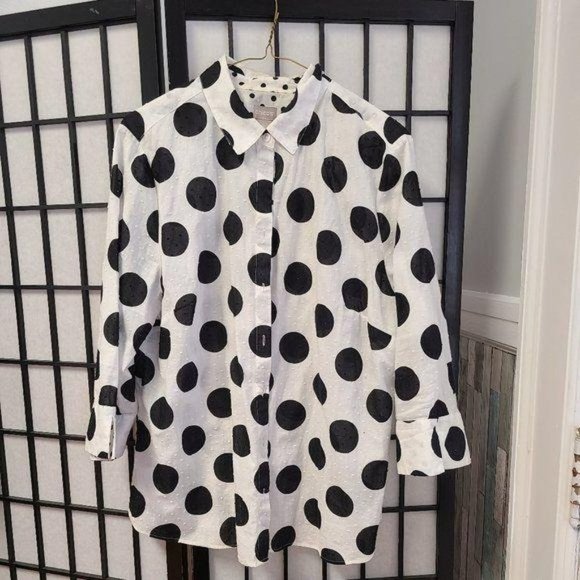 Chico's Tops - Chico's Button Down Polka Dot Blouse Sz 2 (M)